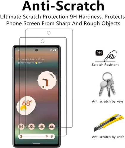 Miniatura 3 de Protector de pantalla transparente para Google Pixel 6a HD de vidrio templado, 2 unidades, dureza 9H, antiarañazos, protector de pantalla templado