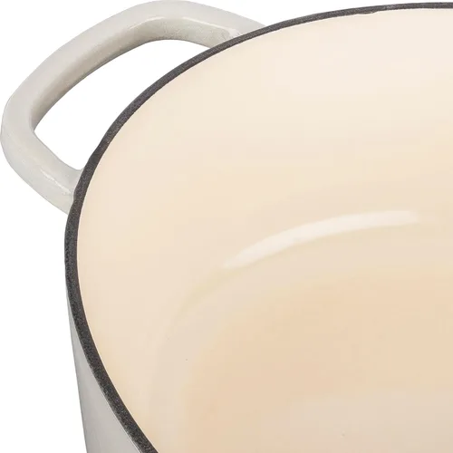 Miniatura 6 de BALLARINI Bellamonte Horno holandés ovalado de hierro fundido de 4.75 cuartos de galón, color blanco crema
