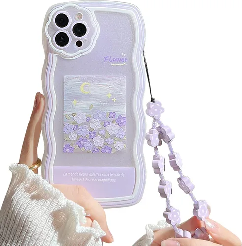 Miniatura 8 de Funda compatible con iPhone 11 Pro Max con bonito diseño de flores negras y sencillas, para mujeres, adolescentes y niñas, funda protectora de lente