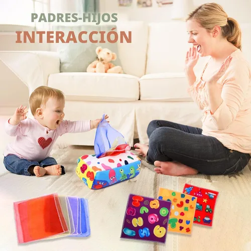 Miniatura 3 de YOGINGO Juguetes para bebés de 6 a 12 meses – Caja de pañuelos Montessori para bebés de 6 a 12 meses, suave relleno de alto contraste, juguetes