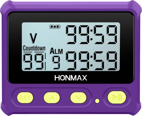 Miniatura 4 de Temporizador de intervalo 8200, cronómetro con luz de fondo, reloj recargable USB-C (morado)