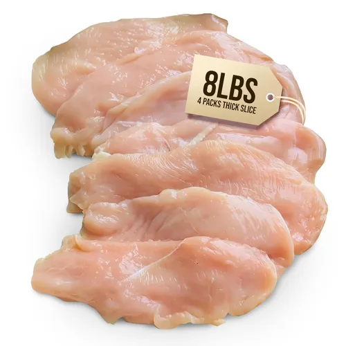 Vincent's Meat Market Chuletas de pollo, totalmente naturales, de primera calidad, sin hueso, sin piel, gruesas, 8 libras (4 paquetes de 2 libras)