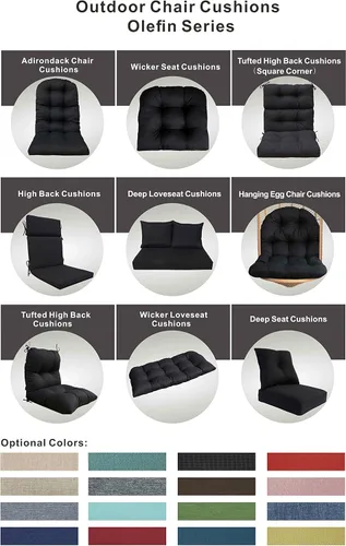 Miniatura 8 de Cojines para muebles de patio, cómodos cojines de asiento profundo, para asiento de dos plazas, para interiores y exteriores, color negro