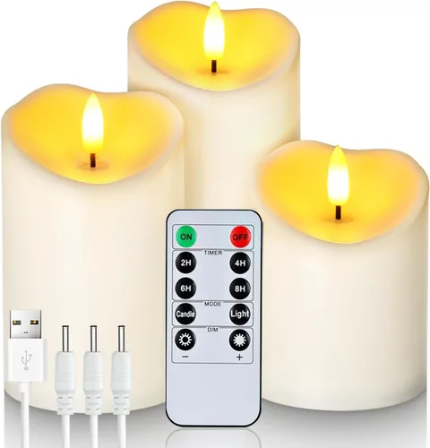 Homemory - Velas recargables sin llama, velas LED, velas operadas por baterías con control remoto y temporizadores, impermeables para exteriores, de