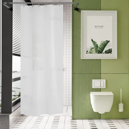 Miniatura 47 de AmazerBath - Cortina de ducha de plástico, 70 x 72 pulgadas, cortina de ducha esmerilada de plástico, impermeable, pesada, gruesa, con 3 piedras