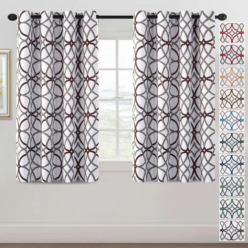 Miniatura 33 de H.VERSAILTEX Cortinas opacas con diseño impreso de 54 pulgadas de largo, juego de 2 paneles de cortinas con aislamiento térmico para dormitorio