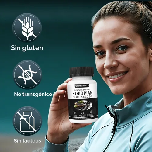 Miniatura 7 de PurelyNUTRIENT Cápsulas de aceite de semilla negra etíope con 4.64% de timoquinona, apoyo inmunológico y refuerzo de la digestión y energía, sin