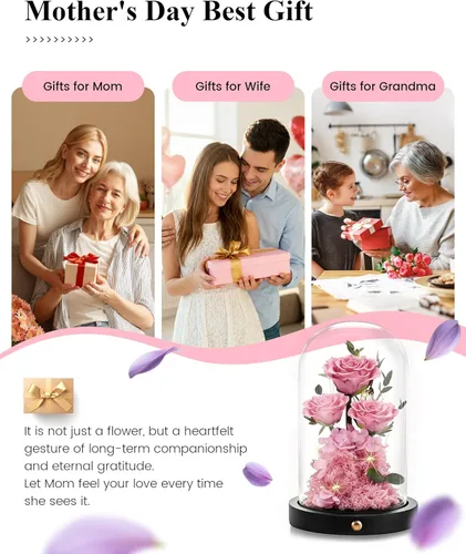 Miniatura 6 de DENIMOMO Rosas para el día de la madre, rosas preservadas para el Día de la Madre, rosas reales para el Día de la Madre, regalos para esposa, mujer