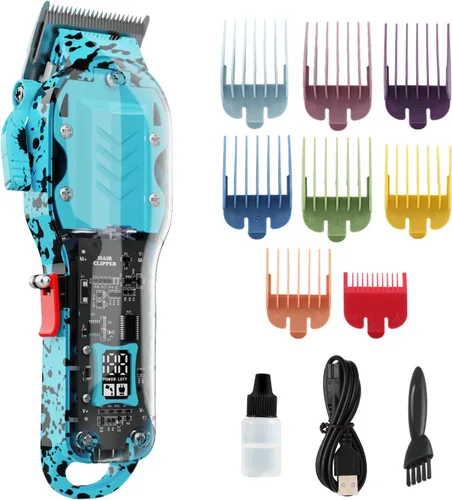 Miniatura 17 de Cortadora de pelo profesional para hombres, kit de peluquería inalámbrico para cortar y arreglar el cabello, juego de cortapelos para corte de pelo