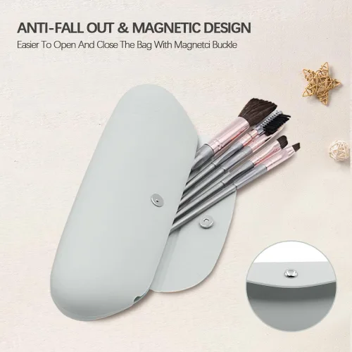 Miniatura 4 de TUCANA Soporte para brochas de maquillaje de viaje prémium con cierre magnético, organiza y asegura tus brochas sobre la marcha, Gris, Moda