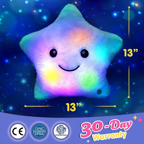 Miniatura 3 de Wewill Creative Luz LED nocturna brillante Almohada de felpa con forma de estrella Juguetes de falta, azul Azul (Variante 2)
