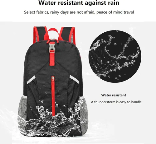 Miniatura 4 de Levayhill Mochila de senderismo plegable de 25L, ligera y plegable, mochila básica de día colapsable, resistente al agua, para viajes, para hombres