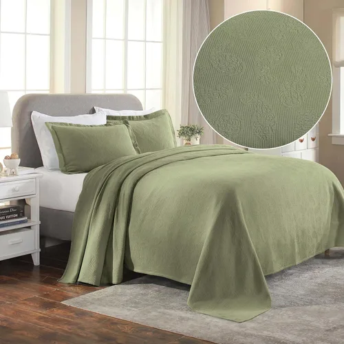Miniatura 2 de Superior colcha de una plaza de jacquard y matelasse 100 % algodón de alta calidad, turquesa, individual Salvia