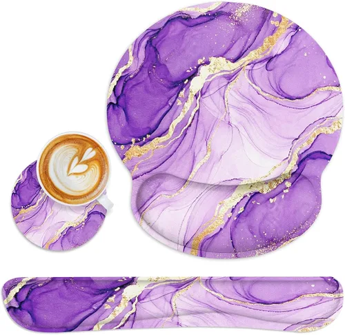 Miniatura 14 de Britimes Juego de alfombrillas ergonómicas para mouse con reposamuñecas, cielo nocturno abstracto, base de goma antideslizante, soporte para muñeca