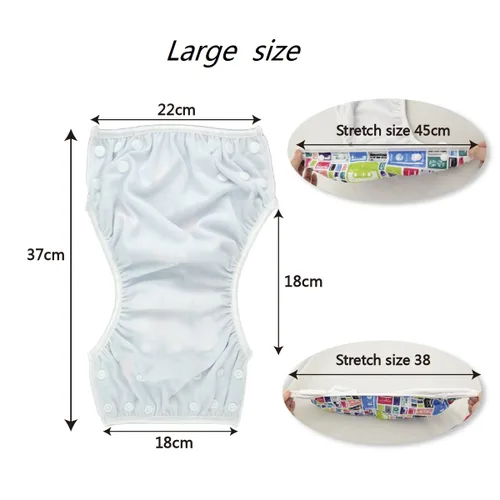 Miniatura 112 de Alva, Pañales de bebé para nadar, paquete de 2 unidades, talle único, reutilizable, lavable y ajustable de 0 a 36 meses. Tamaño de 10 a 40 lbs