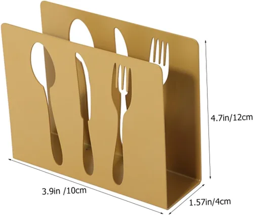 Miniatura 2 de MAGICLULU Square Metal Napkin Holder with Hollow Cutlery Design, Upright Tissue Storage Stand for Restaurant and Household, Modern Style Napkin Rack