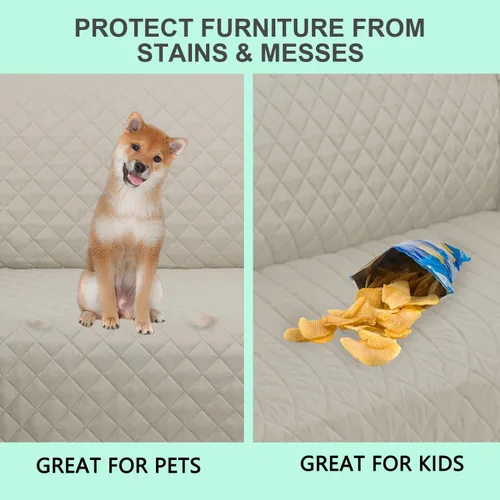 Miniatura 5 de Fundas para Silla Reclinable Reversibles Funda de Sofá para Mascotas Protector de Muebles Lazy Boy (Silla 23'', Beige/Beige)