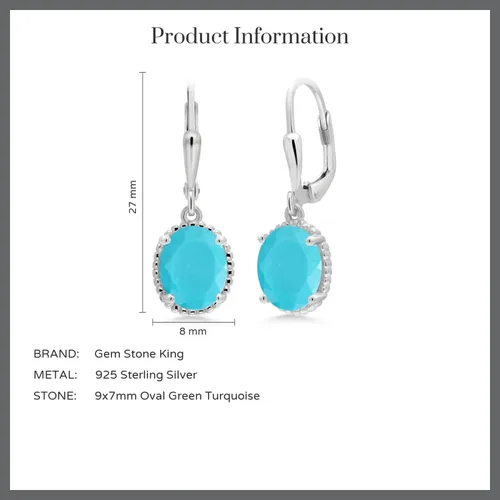 Miniatura 147 de Gem Stone King Aretes colgantes de gota para mujer, plata de ley 925, piedra natal ovalada de 0.354 x 0.276 in, joyería fina, regalos para ella