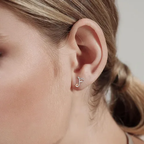 Miniatura 4 de CELESTIA 925 Sterling Silver Initial Earrings 26 Letter with Rose Gold Heart Earrings Studs