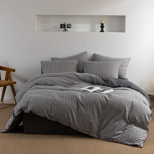 Miniatura 9 de INFLAG Funda de edredón tamaño individual, juego de ropa de cama a rayas de 3 piezas, 100% microfibra de lujo, suave, 1 funda de edredón de 66 x 90