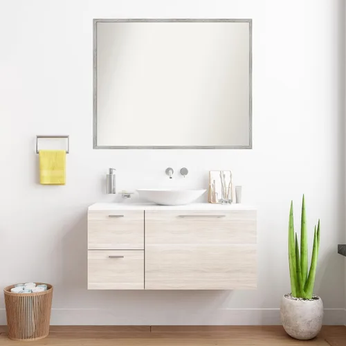Miniatura 561 de Amanti Art Espejo de baño blanco para sobre el fregadero, 32 x 45 pulgadas, espejo de tocador rectangular blanco esbelto, marco de madera moderno