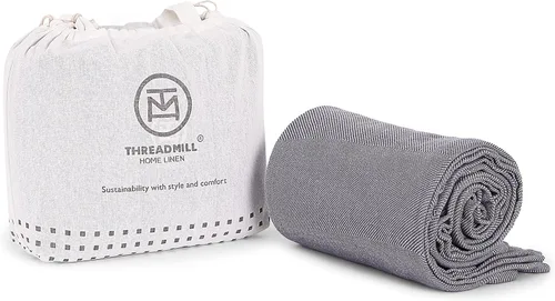 Miniatura 27 de Threadmill Home - Manta de lino de tamaño King, 100% algodón, color blanco, con diseño espiga., Algodón, Plateado, gemelo Gris claro