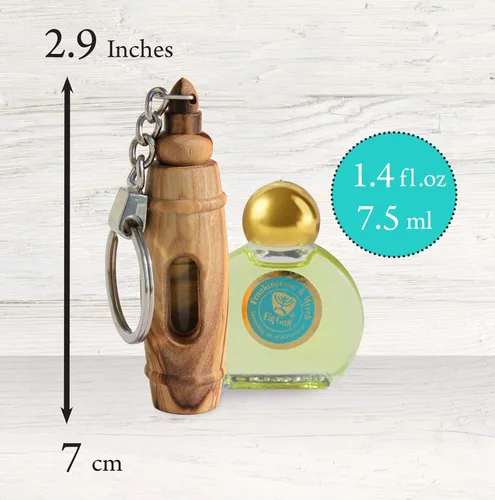 Miniatura 2 de Llavero cristiano con incienso y mirra, aceite de unción sagrada de Israel, regalo de madera de olivo hecho a mano de Belén, perfecto para oración