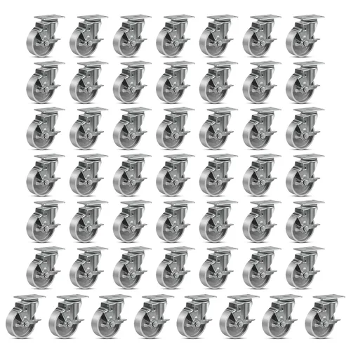 Miniatura 54 de Ruedas industriales resistentes de 3 x 1.25 pulgadas, capacidad de 350 libras, ruedas de hierro fundido y marco de acero para carros, carritos