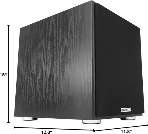 Miniatura 10 de Rockville Rock Shaker 8 Negro, subwoofer alimentado de 8 pulgadas, 400W, graves profundos, amplificador clase D, entradas RCA/altavoces, para cine