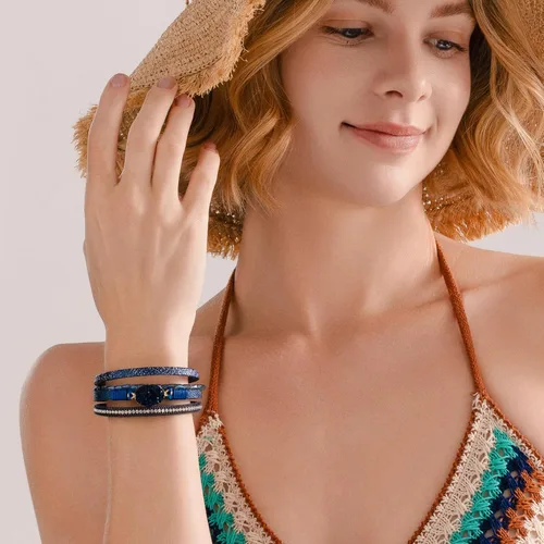Miniatura 86 de FANCY SHINY - Pulsera de cuero estilo bohemio, pulsera de cuentas de cristal con cierre magnético, regalos de joyería para mujer
