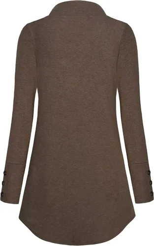 Miniatura 3 de Messic Blusa plisada de manga larga con cuello en V y botones para mujer