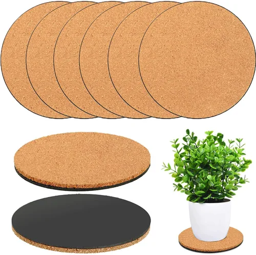 6 posavasos de corcho para plantas, tapetes de corcho de 4 pulgadas, posavasos de corcho para macetas, posavasos para plantas de interior (piel y