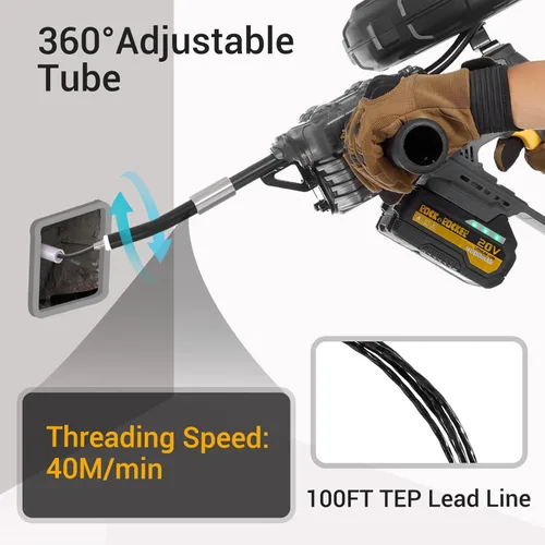 Miniatura 6 de Rock&Rocker Cinta de pescado inalámbrica herramienta profesional de roscado de alambre, motor sin escobillas de 20 V 4.0 AH, línea de plomo TEP