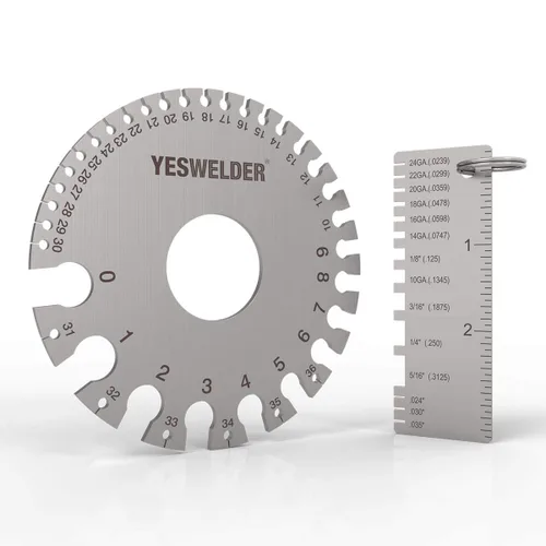 Miniatura 9 de YESWELDER Medidor redondo de doble cara de chapa de metal y calibre de espesor de hoja de metal, 2 unidades de calibre de soldadura de alambre