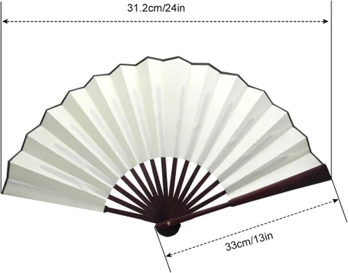 Miniatura 4 de TRENDBOX Ventilador plegable de mano tradicional chino de tela de nailon de 12 pulgadas, ventilador de mano para dibujo artístico, refrescante