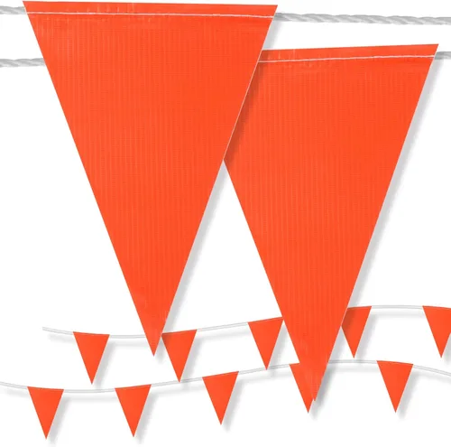 Banderines de seguridad, banderas de advertencia para señalización, banderas de marcado en cuerda para eventos de estacionamiento, barrera de Naranja