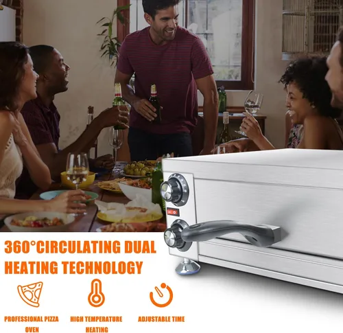 Miniatura 5 de KOOTEN Horno eléctrico de pizza de encimera interior, máquina comercial de 12 pulgadas, cocina de pizza de acero inoxidable para restaurante casero