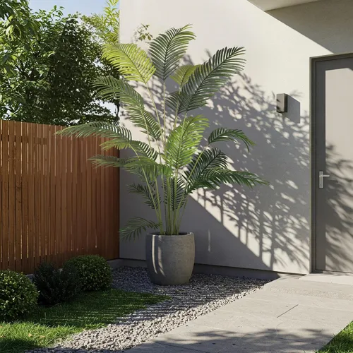 Miniatura 4 de Worth Garden - Paquete de 2 palmeras artificiales de areca de 82 pulgadas en maceta, 7 pies, planta de seda de caña falsa para interiores