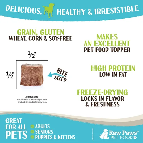 Miniatura 3 de Raw Paws Golosinas de corazones de pollo, 4 onzas – Todos los alimentos naturales liofilizados para perros y gatos hurones – Golosinas altas