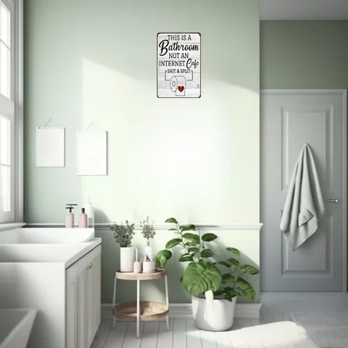 Miniatura 5 de Crazysign Letrero Gracioso y Sarcástico para Decoración de Baño, Letrero de Inodoro con Texto «This Is A Bathroom Not An Internet Cafe Quotes», Arte