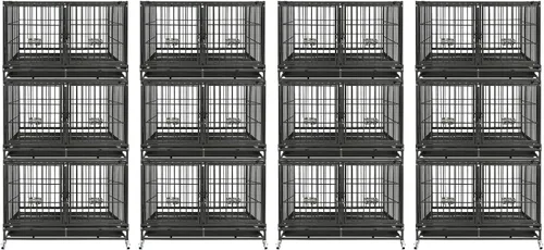 Miniatura 19 de Homey Pet Jaula para Perros Apilable de Servicio Pesado de 37 pulgadas, Jaula Kennel Indestructible a Prueba de Escape para Perros con Ruedas