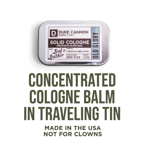 Miniatura 5 de Duke Cannon - Colonia sólida - Old Glory - Bálsamo concentrado de colonia premium, aroma a tabaco fresco, ámbar y cuero, lata de viaje de 1.5 onzas