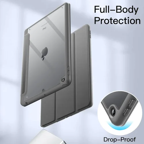Miniatura 4 de JETech Funda para iPad de 9.7 pulgadas (6ª/5ª generación, 2018/2017) con soporte para lápices, carcasa trasera transparente transparente, soporte