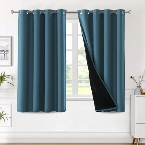 Miniatura 39 de H.VERSAILTEX Paneles de cortina 100% opacas de 45 pulgadas de largo, con aislamiento térmico, cortinas opacas con forro para dormitorio, dos capas