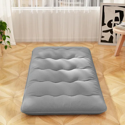 Miniatura 16 de Giantex Colchón japonés de suelo, colchón futón de 4 pulgadas con funda lavable y bolsa de almacenamiento, colchón plegable enrollable para tatami