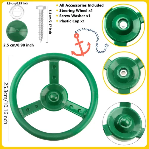Miniatura 2 de Juego de 6 volantes de plástico para parque infantil, juego de volante, juguetes para niños, casa de juegos, accesorios para casa de árbol