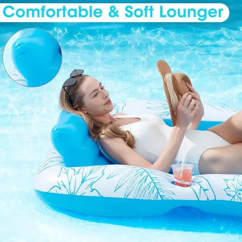 Miniatura 3 de BAIAI - Flotador inflable para piscina para adultos – Flotadores grandes de playa para broncearse, balsa para tomar el sol, para tomar el sol