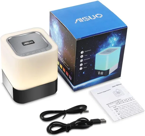 Miniatura 6 de Luz Nocturna - Lámpara de mesita de 5 en 1 con altavoz Bluetooth, reloj despertador de calendario digital de 12/24H, control táctil, soporte