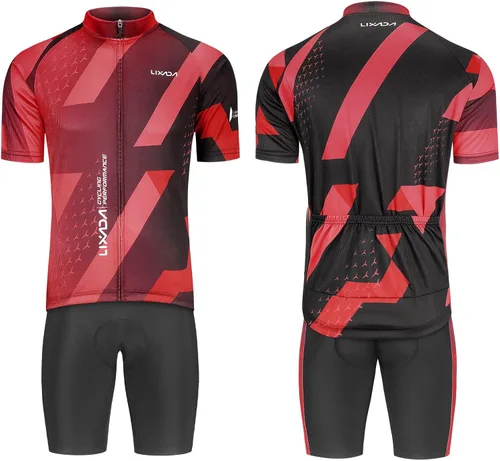 Miniatura 16 de Lixada Camiseta de ciclismo para hombre de manga corta con pantalones cortos acolchados de secado rápido para verano, ropa corta para bicicleta