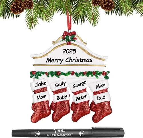 Miniatura 37 de Adornos de Navidad personalizados 2025, familia de 2, 3, 4, 5, 6, gnomo, adorno de Navidad personalizado con nombres, adornos familiares Gnomos